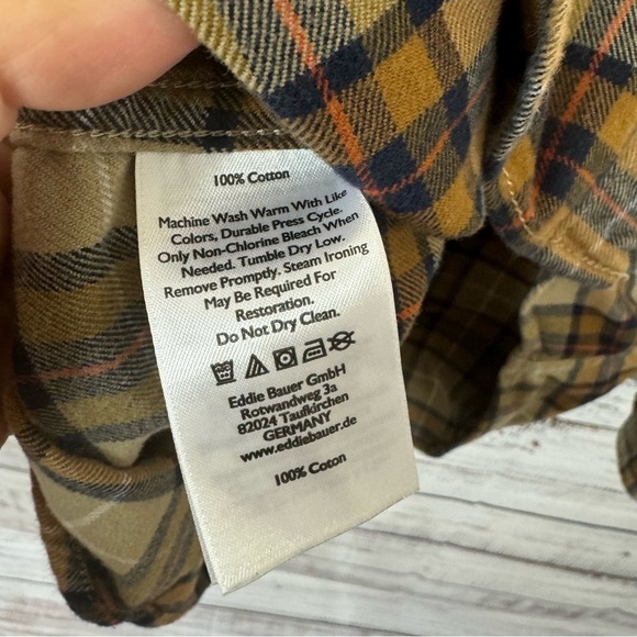 Eddie Bauer  tan plaid size large tall button down cotton shirt - Picture 6 of 6